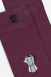 Chaussettes bordeaux à motifs cafetière